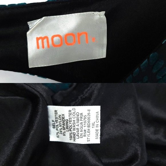 Moon Green Velvet Cap Sleeve Dress Womens Size 1XL Side Zip Lined - Picture 13 of 13